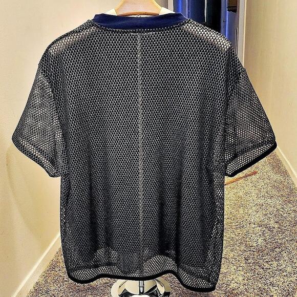 Wolford Mesh overlay t shirt Blue Gold Size arge Used Excellent Condition - Picture 3 of 7